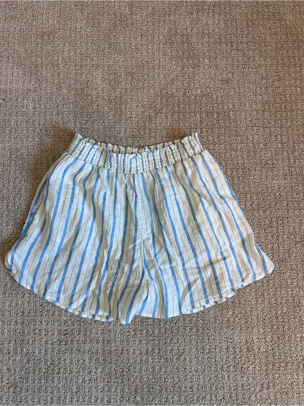 Aerie Linen Blend Blue and White Stripe Short Size Medium
